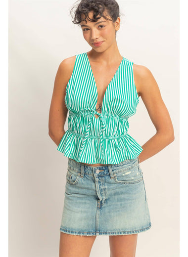 Sunlit Stripe Peplum Top