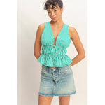 Sunlit Stripe Peplum Top