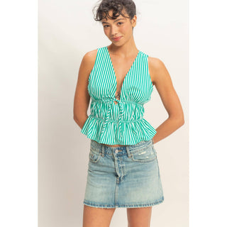 Sunlit Stripe Peplum Top