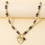 Pearl And Heart Pendants Beaded Necklace