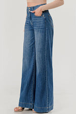 Lifestyle High Rise Double Button Wide Jeans