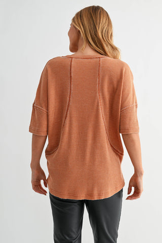 Cotton Blend Mineral Wash Waffle Short Sleeve Tee