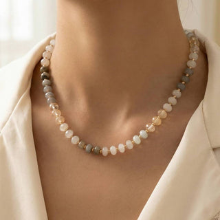 Round Stone Beaded Statement Necklace