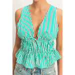 Sunlit Stripe Peplum Top