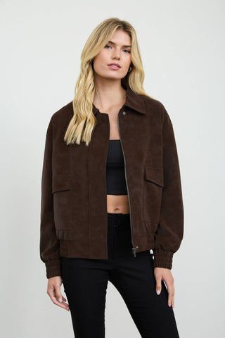 Olivia Suede Bomber Jacket