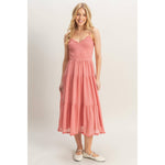 Sunset Serenade Dress Chiffon Smocked Bodice Tiered Midi Dress