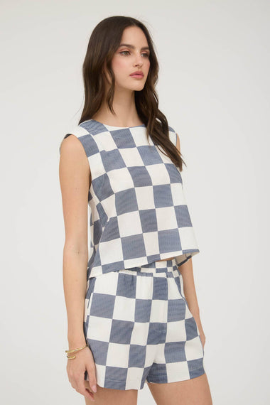 The Poppy Check Top