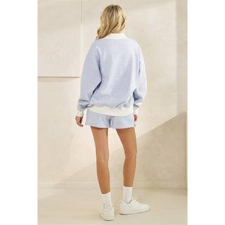 Daydream Mock Neck Striped Crewneck