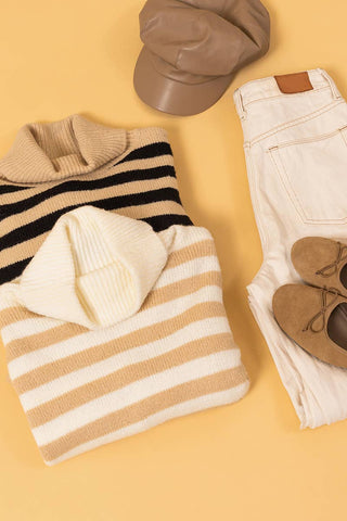 Amara Striped Turtleneck Sweater