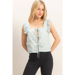 Daydream Believer Gingham Tie Front Top