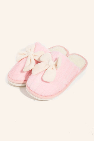 Faux Fur Bow Décor Slippers