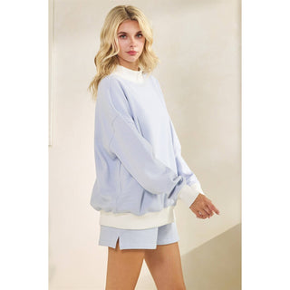 Daydream Mock Neck Striped Crewneck