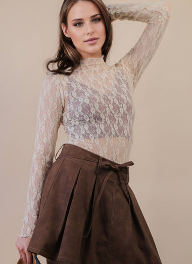 Sheer Escape High Neck Mesh Lace Top