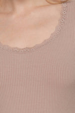 Bo Lace Trim Rib Knit Top