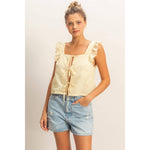 Daydream Believer Gingham Tie Front Top