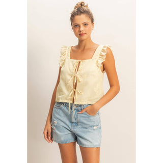 Daydream Believer Gingham Tie Front Top