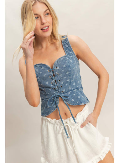 Wildheart Denim Bustier Top