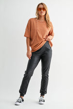 Cotton Blend Mineral Wash Waffle Short Sleeve Tee