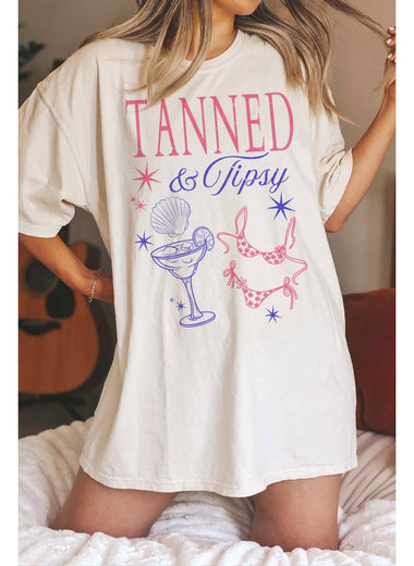 Tanned & Tipsy Oversized Graphic Tee