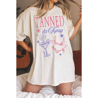 Tanned & Tipsy Oversized Graphic Tee