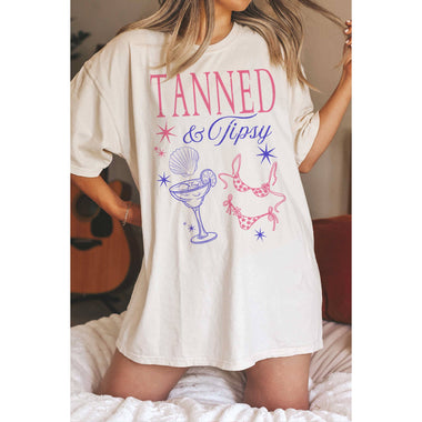 Tanned & Tipsy Oversized Graphic Tee