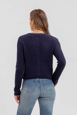 Navy Button-Front Cardigan