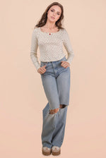 Bow and Bear Printed Knit Top