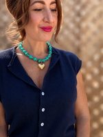 Bold Heart Beaded Charm Neckace