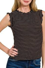 Coastal Ribbed Ruffle Tank