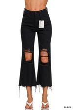 River Distressed Flare Cropped Pant