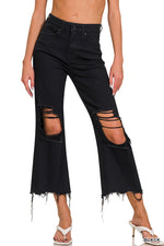 River Distressed Flare Cropped Pant