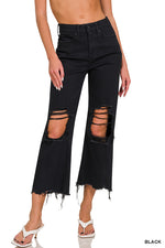 River Distressed Flare Cropped Pant