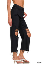 River Distressed Flare Cropped Pant