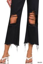 River Distressed Flare Cropped Pant