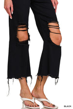 River Distressed Flare Cropped Pant