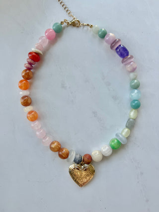 Heartland Locket Beaded Necklace