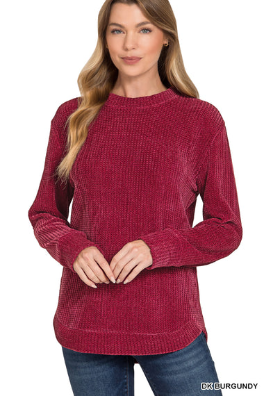 Sweet Like Honey Chenille Sweater Long Sleeve