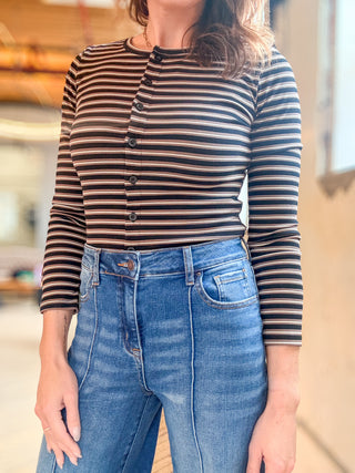 Everyday Stripe Button-Front Top