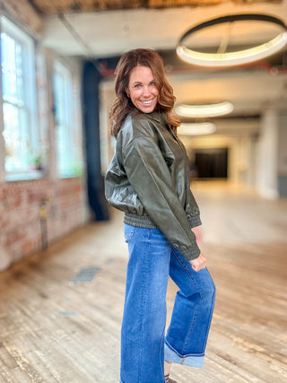 Marigold Faux Leather Bomber