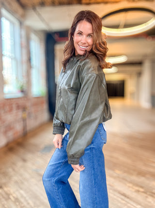 Marigold Faux Leather Bomber