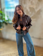 Marigold Faux Leather Bomber