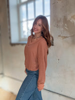 Easy Days Relaxed V-Neck Waffle Knit Top