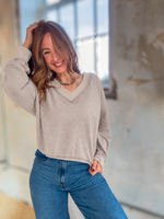 Easy Days Relaxed V-Neck Waffle Knit Top