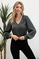 Luna Satin Button Top