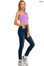 Two-Way Soft-Luxe Ribbed Crop Tank