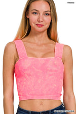 Luxe Cropped Square Neck Tank with Built-in Bra