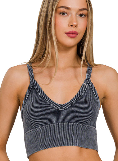 Fierce Luxe Ribbed Washed Cropped Cami