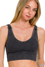 Fierce Luxe Ribbed Washed Padded Cropped Cami