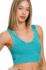 Fierce Luxe Ribbed Washed Padded Cropped Cami