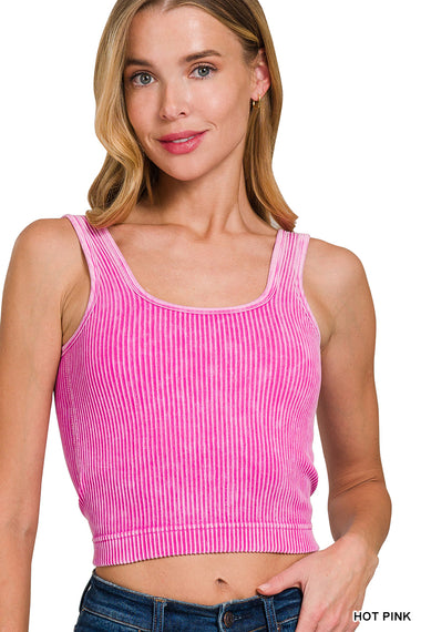 Fierce Luxe Ribbed Washed Padded Cropped Cami